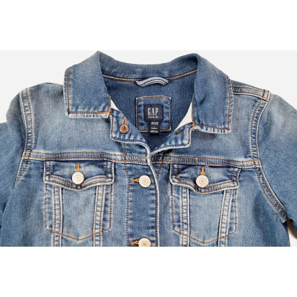 Gap Blue Denim Button Front Trucker Jacket Youth‎ Girls Size L